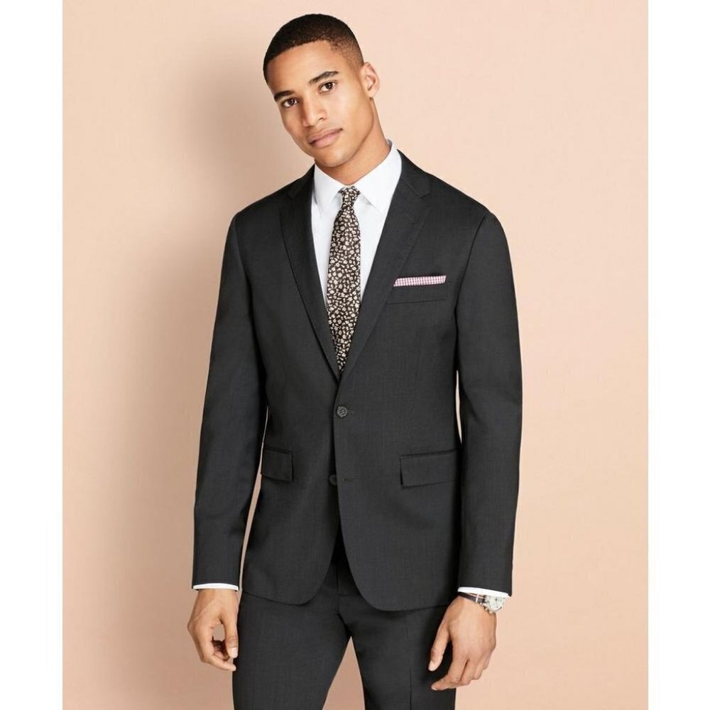 Brooks Brothers Brooksease Wool Sport Suit Coat Gray 2 Button Notch Lapel 42L
